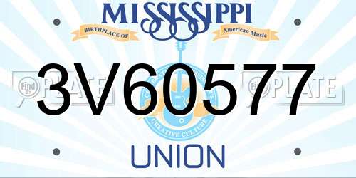 3V60577 Mississippi License Plate
