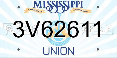 3V62611 Mississippi License Plate