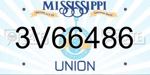 3V66486 Mississippi License Plate