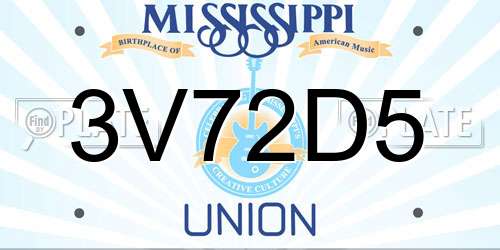 3V72D5 Mississippi License Plate