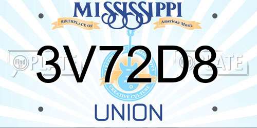3V72D8 Mississippi License Plate