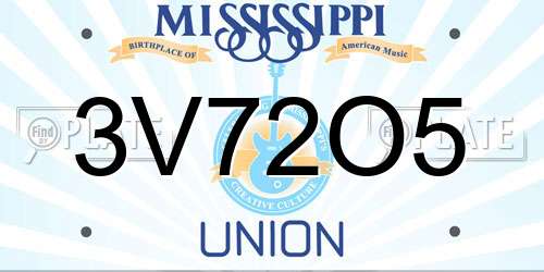 3V72O5 Mississippi License Plate