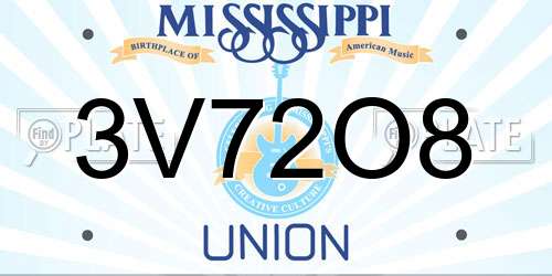 3V72O8 Mississippi License Plate