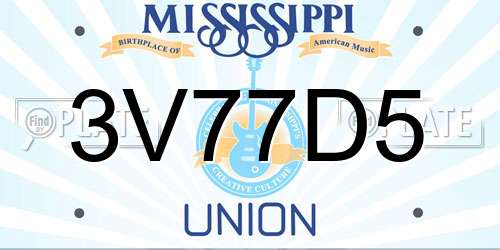 3V77D5 Mississippi License Plate