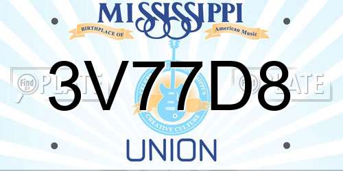 3V77D8 Mississippi License Plate
