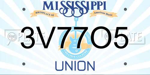 3V77O5 Mississippi License Plate
