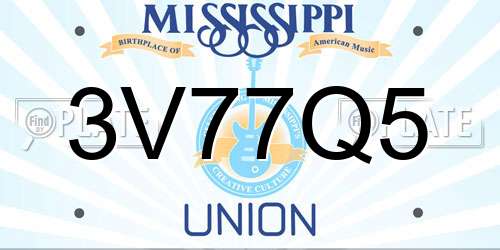3V77Q5 Mississippi License Plate