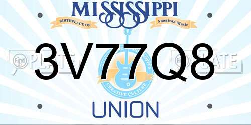 3V77Q8 Mississippi License Plate