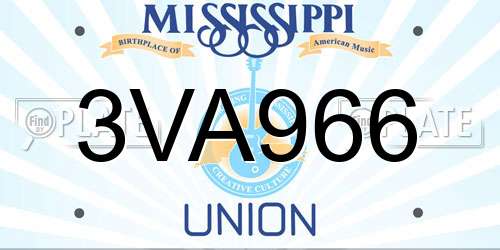 3VA966 Mississippi License Plate