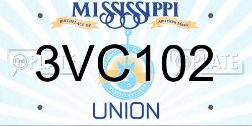 3VC102 Mississippi License Plate