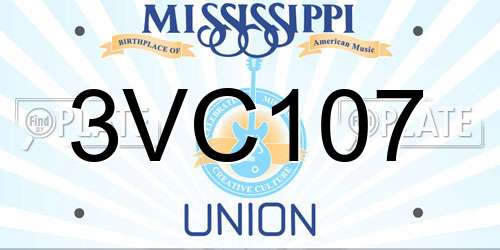 3VC107 Mississippi License Plate