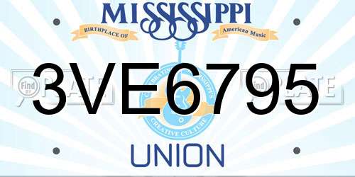 3VE6795 Mississippi License Plate