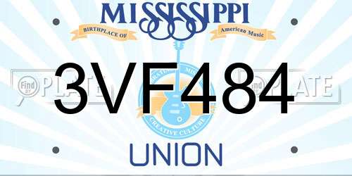 3VF484 Mississippi License Plate