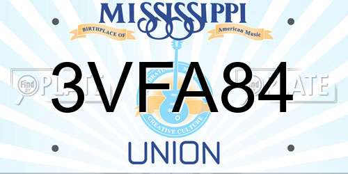 3VFA84 Mississippi License Plate