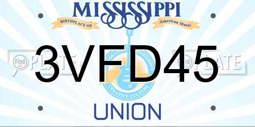3VFD45 Mississippi License Plate