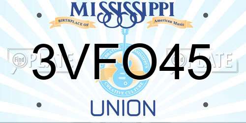 3VFO45 Mississippi License Plate