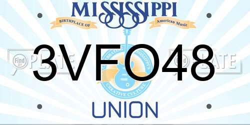 3VFO48 Mississippi License Plate
