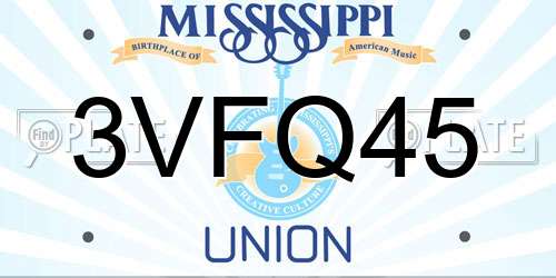3VFQ45 Mississippi License Plate