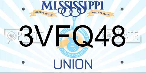 3VFQ48 Mississippi License Plate