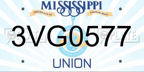 3VG0577 Mississippi License Plate