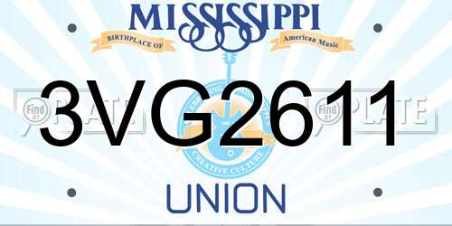 3VG2611 Mississippi License Plate