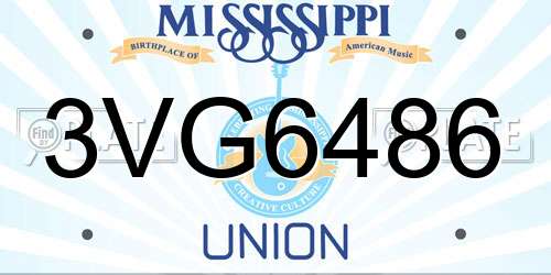 3VG6486 Mississippi License Plate