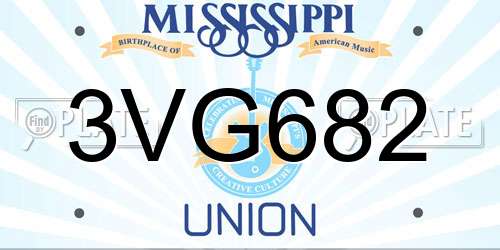 3VG682 Mississippi License Plate