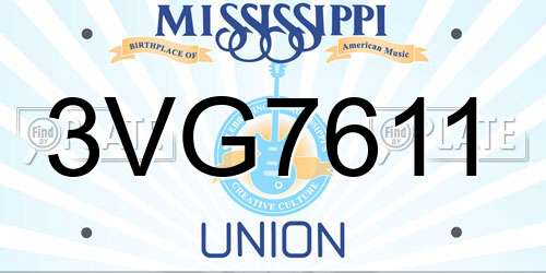3VG7611 Mississippi License Plate