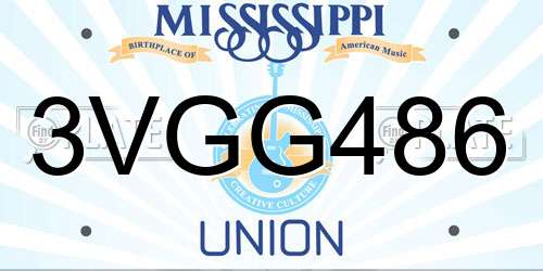 3VGG486 Mississippi License Plate
