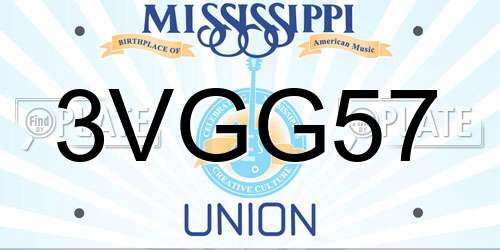 3VGG57 Mississippi License Plate