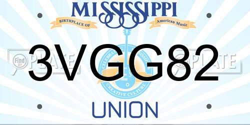 3VGG82 Mississippi License Plate