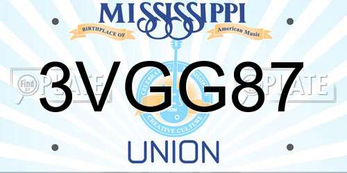 3VGG87 Mississippi License Plate