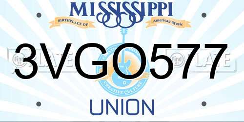 3VGO577 Mississippi License Plate