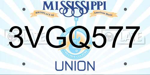 3VGQ577 Mississippi License Plate