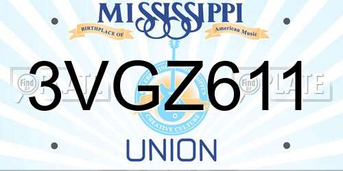3VGZ611 Mississippi License Plate