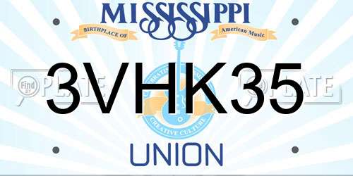 3VHK35 Mississippi License Plate