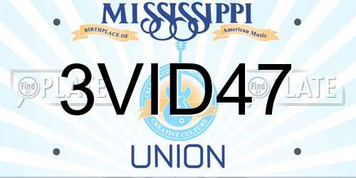 3VID47 Mississippi License Plate
