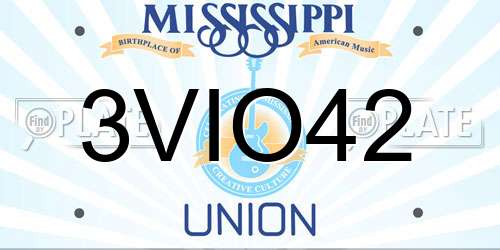 3VIO42 Mississippi License Plate
