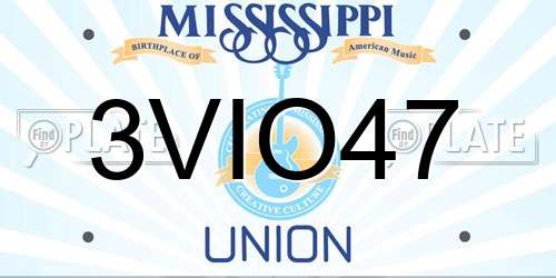 3VIO47 Mississippi License Plate