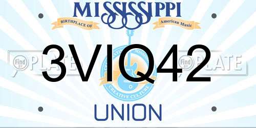 3VIQ42 Mississippi License Plate