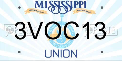 3VOC13 Mississippi License Plate