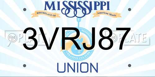 3VRJ87 Mississippi License Plate
