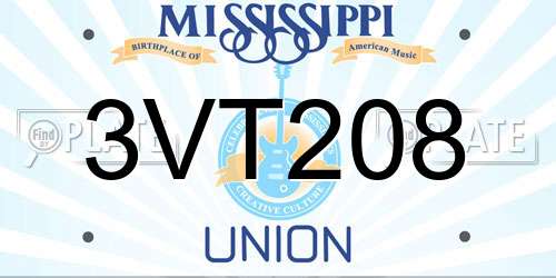3VT208 Mississippi License Plate