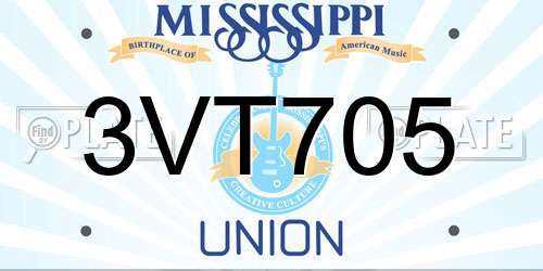 3VT705 Mississippi License Plate