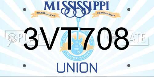 3VT708 Mississippi License Plate
