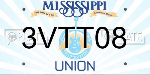 3VTT08 Mississippi License Plate