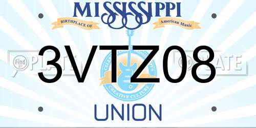 3VTZ08 Mississippi License Plate