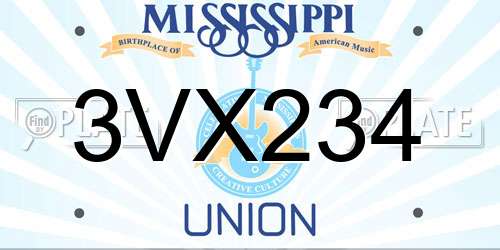 3VX234 Mississippi License Plate