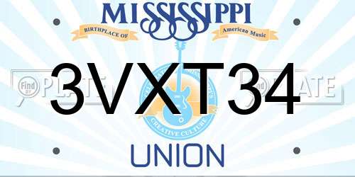 3VXT34 Mississippi License Plate