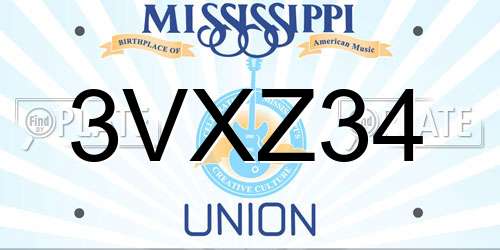 3VXZ34 Mississippi License Plate